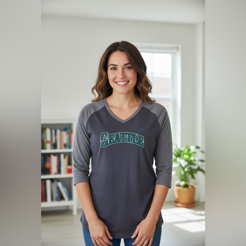 2X Seattle Mariners Shirt MLB Poly/Cotton V-Neck
